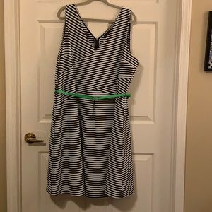 Lane Bryant navy & white striped midi dress.